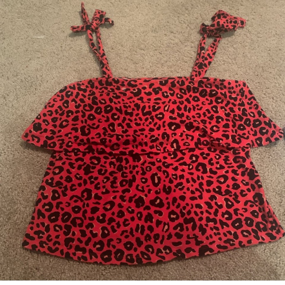 cute red animal print top!